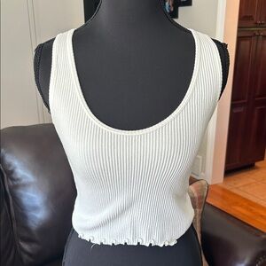 Arizona Jean Company Cream Ribbed Tank Top